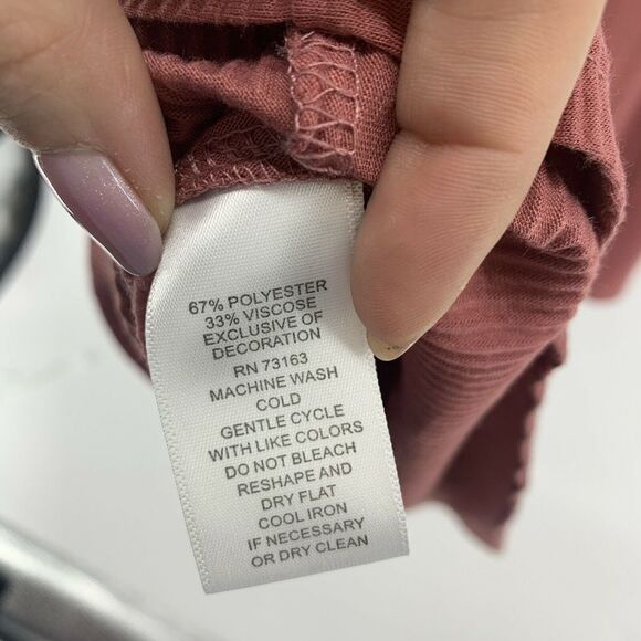 Ribbed Long Sleeve Keyhole Bow Dress Pink Size 14 - Picture 7 of 7